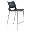 Zuo Modern Ace Counter Stool Set of 2, 37.2" H, Black Faux Leather, Brushed Stainless Steel Frame, Modern Design - 2 of 4