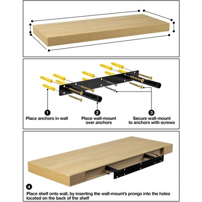 Maple Wood Floating Shelves for Living Room and Kitchen