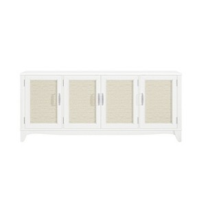 70" Farmhouse Style Natural Wood Desktop TV Stand for TVs up to 75" with Adjustable Shelves - Home Essentials - 1 of 4