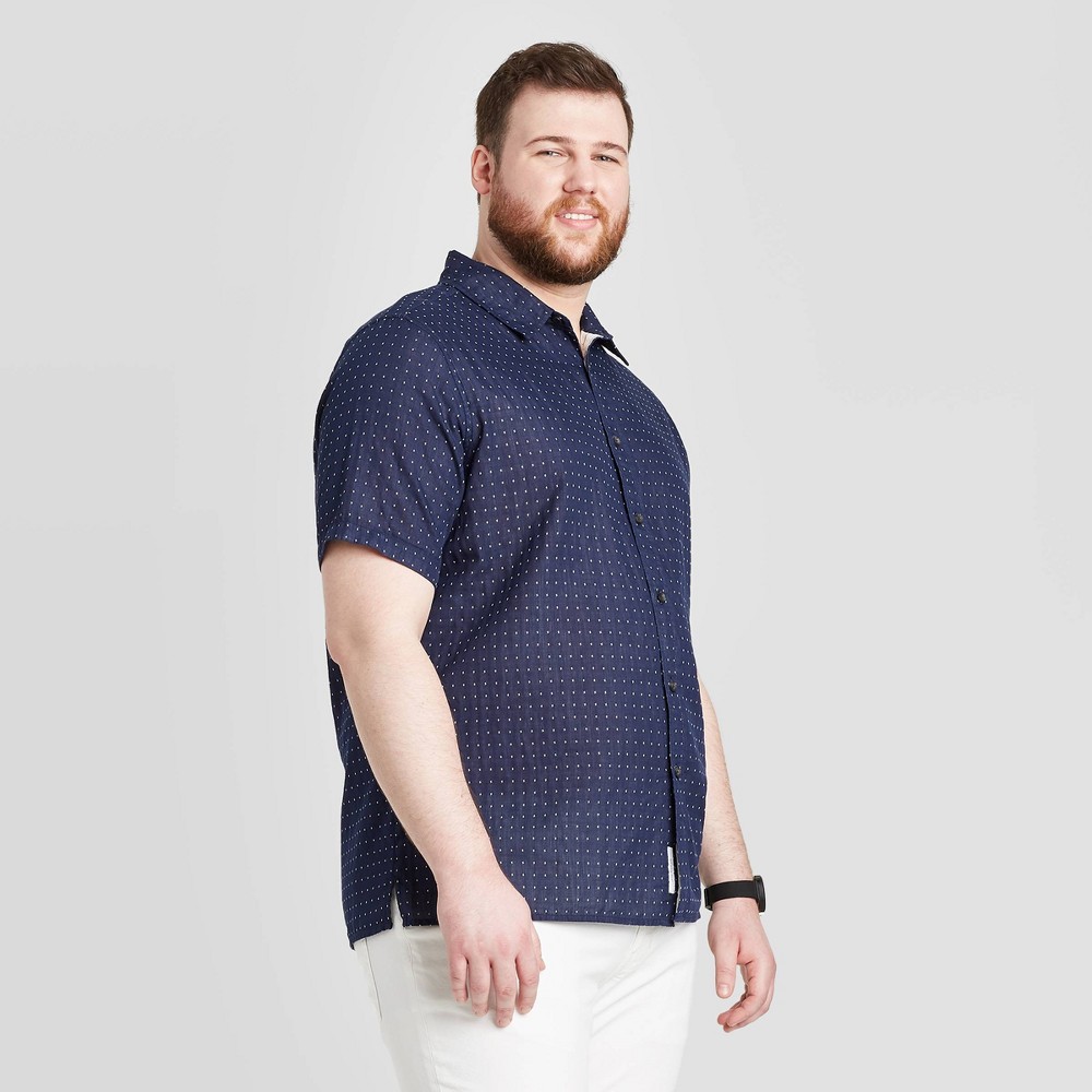 Men's Tall Printed Standard Fit Short Sleeve Shirt - Goodfellow & Co Navy LT, Men's, Blue was $19.99 now $12.0 (40.0% off)