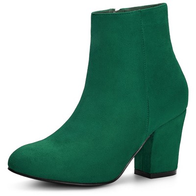 Allegra K Women's Round Toe Side Zip Chunky Heel Ankle Boots
