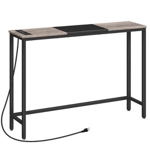 Itopfox Narrow Console Table with Power Outlets, Slim Behind Couch Table, Entryway Display Shelf for Living Room, Foyer, Hallway, Greige and Black - 1 of 4