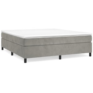 vidaXL Bed Frame Platform Bed Mattress Foundation Bedroom Furniture Velvet - Light Gray California King 13.8" - 1 of 4
