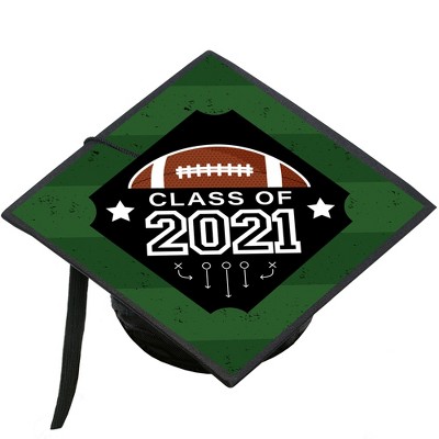 Big Dot of Happiness Grad Football - 2021 Graduation Cap Decorations Kit - Grad Cap Cover