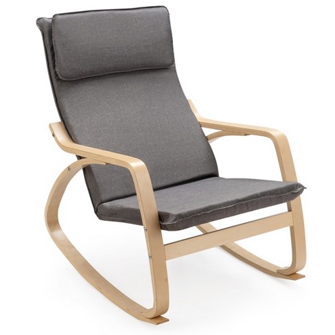 Costway Modern Bentwood Rocking Chair Fabric Upholstered Relax