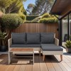 3 Piece Outdoor Patio Furniture Set, All-Weather PE Wicker Rattan Sectional Sofa Conversation Set With Table For Balcony Patio Backyard Porch Poolside - 4 of 4