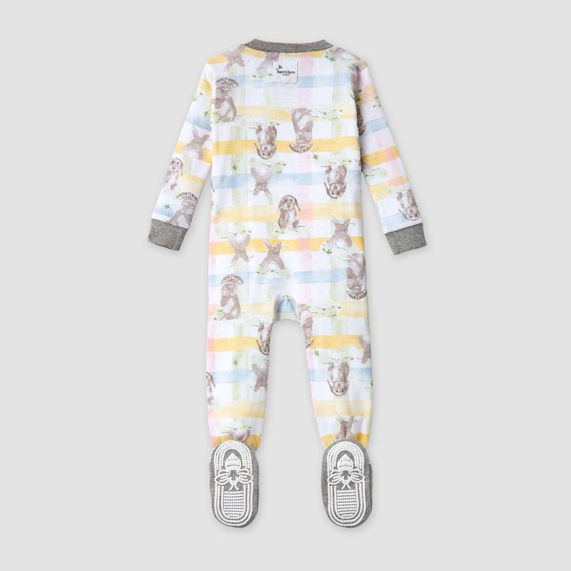 Burt&#39;s Bees Baby&#174; Baby Easter Bunny Plaid Snug Fit Footed Pajama - Gray/White, 3 of 6