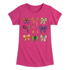 Girls' - Instant Message - Halloween Bows -Youth Girls Short Sleeve T-Shirt Fitted Short Sleeve Graphic T-Shirt - 1 of 4
