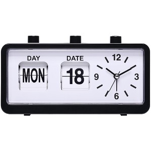 REGALWOVEN Silent Non Tick Clock with Calendar and Week Home Decor Desk Clocks for Office - 1 of 4