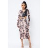 Slickblue Long Sleeve Tie-Dye Midi Dress with Cut-Out & PU Leather Details, Bold Brown/Black Design, S-L - 2 of 4