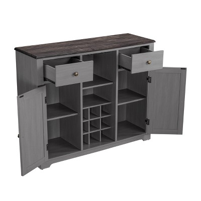 Festivo Modern Gray Wood 47" Bar Cabinet with Brushed Nickel Knobs