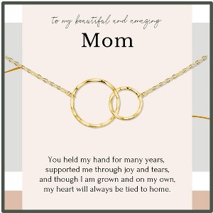 HOPE LOVE SHINE Mother of the Bride Gifts from Daughter Wedding Necklace 14K Gold Plated Sterling Silver 2 Rings 18" - 1 of 1