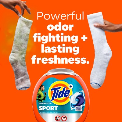 Tide Sport Power HE Deep Cleaning Concentrated Laundry Detergent Pods 63 Pacs - 93oz: Odor Control, Paraben-Free, Sporty Scent