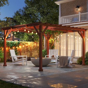 Outsunny 11' x 12.5' Outdoor Wood Pergola with Grape Trellis for Patio, Deck, Backyard, Lawn, Brown - 1 of 4