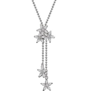 Guili Sterling Silver Clear Cubic Zirconia Flower Burst Necklace - 1 of 2