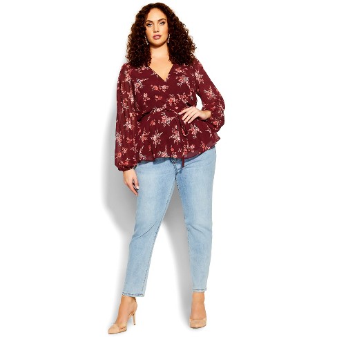 CITY CHIC Women s Plus Size Arianna Top port 12 Plus