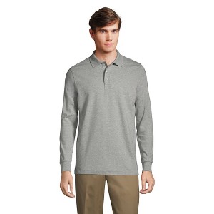 Lands' End School Uniform Men's Long Sleeve Interlock Polo Shirt - 1 of 4
