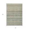 Sage Mint Green And Beige Striped Washable Indoor Outdoor Area Rug - 3 of 4