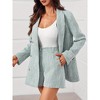 Imily Bela Women Tweed Blazer Shorts Set Double Breasted Business Suit - 3 of 4