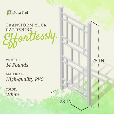 White Vinyl 28" x 75" Garden Trellis with Ground Stakes