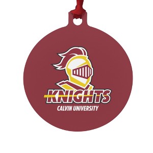 Calvin University Primary Logo Aluminum Holiday Christmas Tree Ornament  3.0" (7.6 cm) x 3.37" (8.6 cm) - 1 of 4