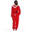#followme Womens One Piece Christmas Themed Adult Bodysuit Faux Shearling Hoody Winter Pajamas - 3 of 3