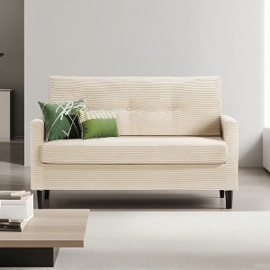 Vipbear 50" Corduroy Loveseat Sofa for Living Room,Small Comfy Love Seat Sofa with Deep Seat Spring Cushion,Solid Wood Frame,Tool-Free Assembly - 1 of 4