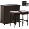 Costway Patio 3PCS Rattan Bar Table Stool Set Cushioned Chairs with  Cover - image 2 of 4