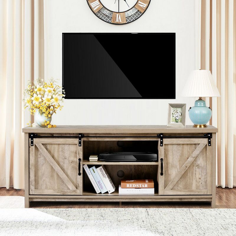 Costway TV Stand Media Center Console Cabinet Sliding Barn Door for TV's 60'', 5 of 11