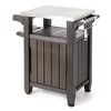 Keter Unity 40 Gallon Stainless Steel Top Grilling Bar Cart with Circa 37 Gallon Round Deck Box Multipurpose Storage Table and Seating, Brown - 2 of 4