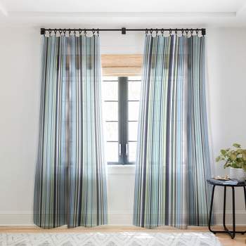 Sheila Wenzel-Ganny Lavender Mint Blue Stripes Single Panel Sheer Window Curtain - Deny Designs