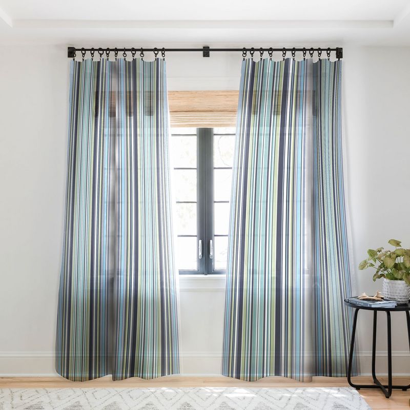 Sheila Wenzel-Ganny Lavender Mint Blue Stripes Single Panel Sheer Window Curtain - Deny Designs, 1 of 7