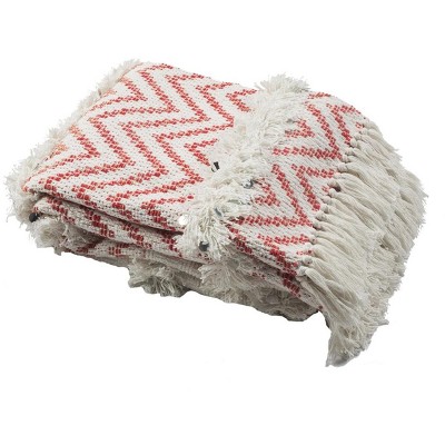 Sydney Fringe Throw Blanket - Orange/White - 50" x 60" - Safavieh.