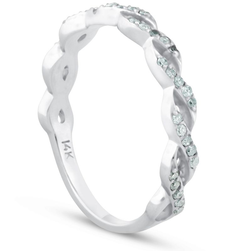 Pompeii3 1/8ct Diamond Infinity Wedding Ring Womens Stackable Wedding Band 14k White Gold, 2 of 5
