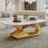 Sapphtopaz Modern Faux Marble Coffee Table with Sintered Stone Tabletop,Oval Coffee Table for Living Room, Living Room Table with Stainless Steel Base - 4 of 4