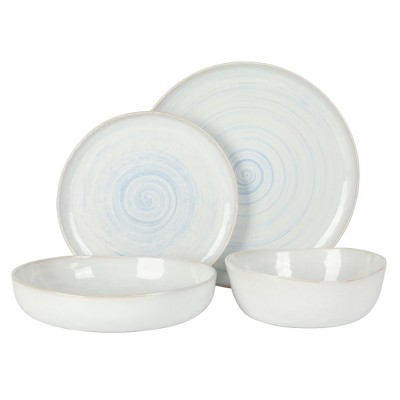 Auckland Blue Swirl Ceramic 16-Piece Dinnerware Set