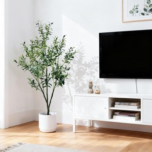 Fake Black Olive Tree with Pot, Faux Olive Tree 7Ft, Indoor Tall Artificial Plants Potted for Indoor Outdoor Living Room Home Restaurant Store - 1 of 4