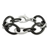 Black Bow Jewelry 20mm Stainless Steel & Black Ceramic Oval Chain Link Bracelet, 8 Inch - 2 of 4