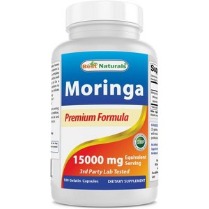 Best Naturals Moringa Extract 10:1 1500mg per Serving - 180 Capsules - Superfood Nutrients for Healthy Wellbeing - 1 of 3