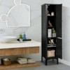 Tall Bathroom Storage Cabinet 5 - Tier Freestanding Linen Tower with 2 Doors Wooden Side Organizer Narrow Slim - 4 of 4