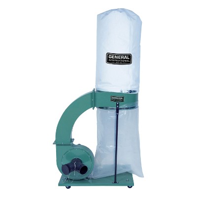 General International Portable Wheeled 1.5 HP 14 Amp Commercial Dust Collector with 2 Micron Bag for Woodworking, Home Improvement, and Industrial Use