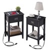 VECELO Nightstand Set of 2-with Charging Station, Black End/Side Table with USB Ports, Nightstands with 3-Drawers Storage Shelf - 4 of 4