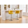 Grungis Velvet Adjustable Bar Stools Set of 2,Counter Stools with Silver Plated Metal Legs and Chrome Nailhead,Kitchen Chair for Kitchen Island - 2 of 4