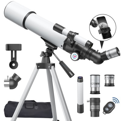 HONGGE Telescope 80mm Aperture 500mm with 20-150X Magnification Portable Astronomical Refracting Telescopes with Complete Accessories
