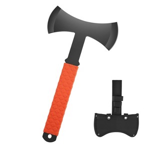 VEVOR Throwing Axes and Tomahawks, 3 Pack 11.9 inch Double Bit Axe Throwing Hatchet Set, Stainless Steel Head with Non-Slip TPR Rubber Handle, Black - 1 of 4