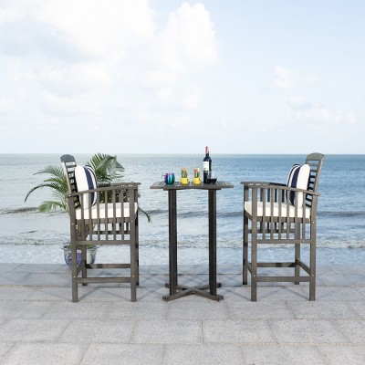 Sunset Terrace Chic Black Eucalyptus 3-Piece Bar Height Bistro Set