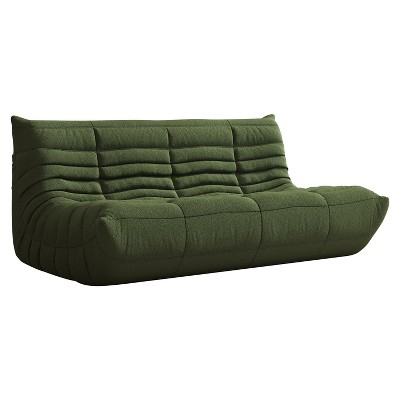 SYFERLORY Armless 3-Seat Togo THREE Seater Large Bean Bag Sofa，Green