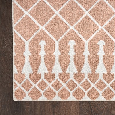 Copper and Ivory Trellis 4' x 6' Washable Synthetic Area Rug