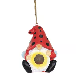Home & Garden 6.5" Garden Gnome Birdhouse Ladybug Yard Decor Clean-Out Hole Transpac  -  Bird And Insect Houses