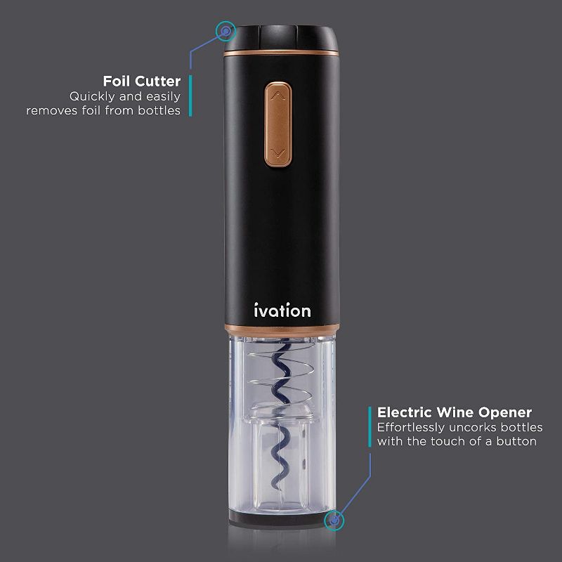 Ivation Electric Wine Opener with Wine Foil Cutter for Wine Bottles, 2 of 8